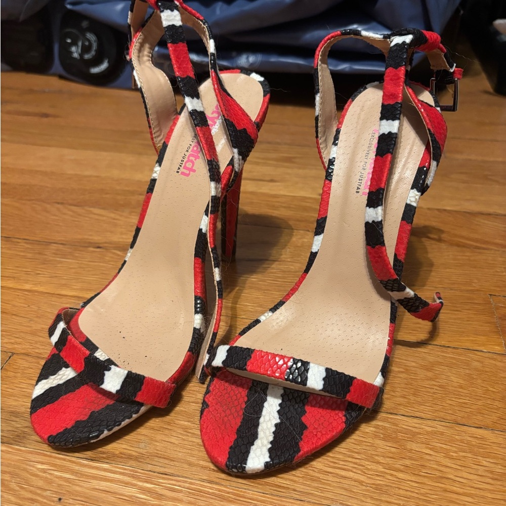 Jessica Simpson Red and Black Strappy Heels